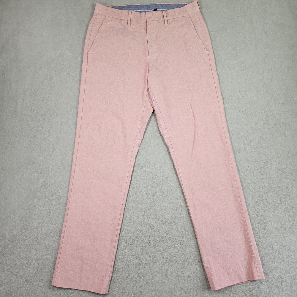 J.Crew Bowery Pants Men 31x30.5* Red Urban Slim Chino Cotton Flat Front Prep Ivy